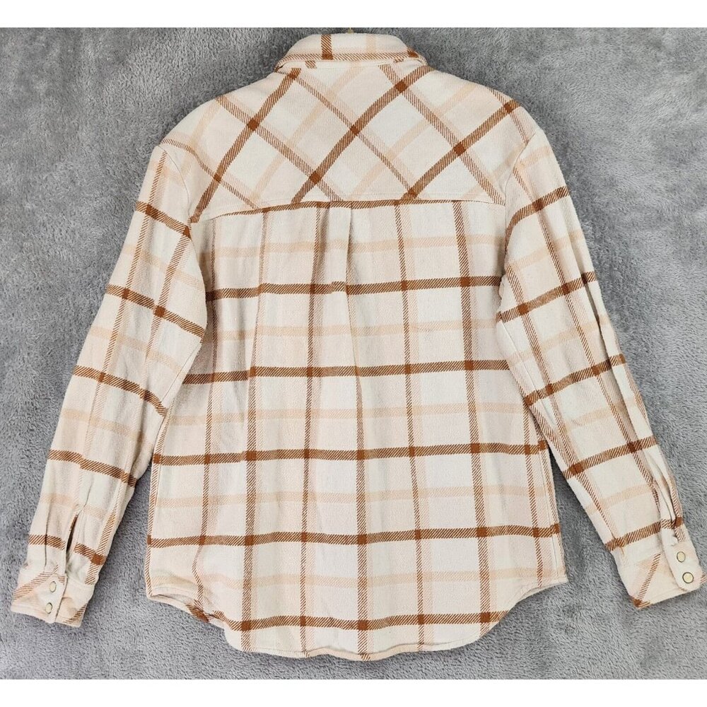 Idyllwind Shirt Womens XS Cream Tan Plaid Flannel Western Pearl Snap Long Sleeve - Picture 2 of 11